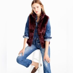 NWT *J. CREW* Faux Fur Vest … *BURGUNDY* … Size: M